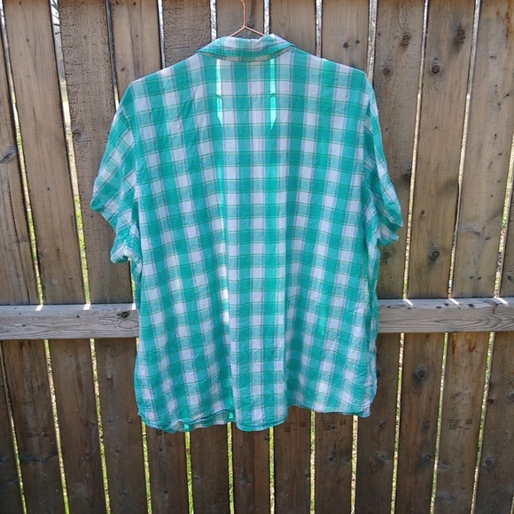 Riders By Lee Short Sleeve Plaid Button Down Shirt Top - Picture 10 of 12
